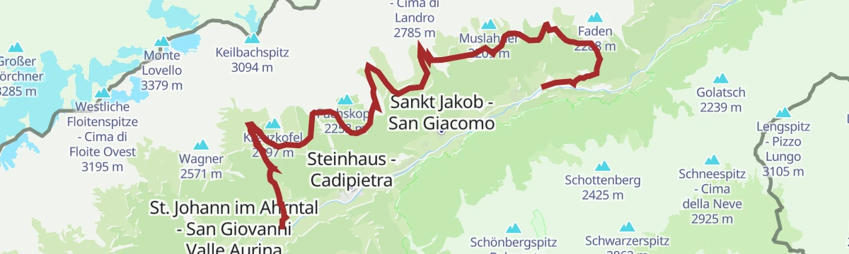Route map: Hiking tour Ahrntal Sun Trails - Mountain huts round trip